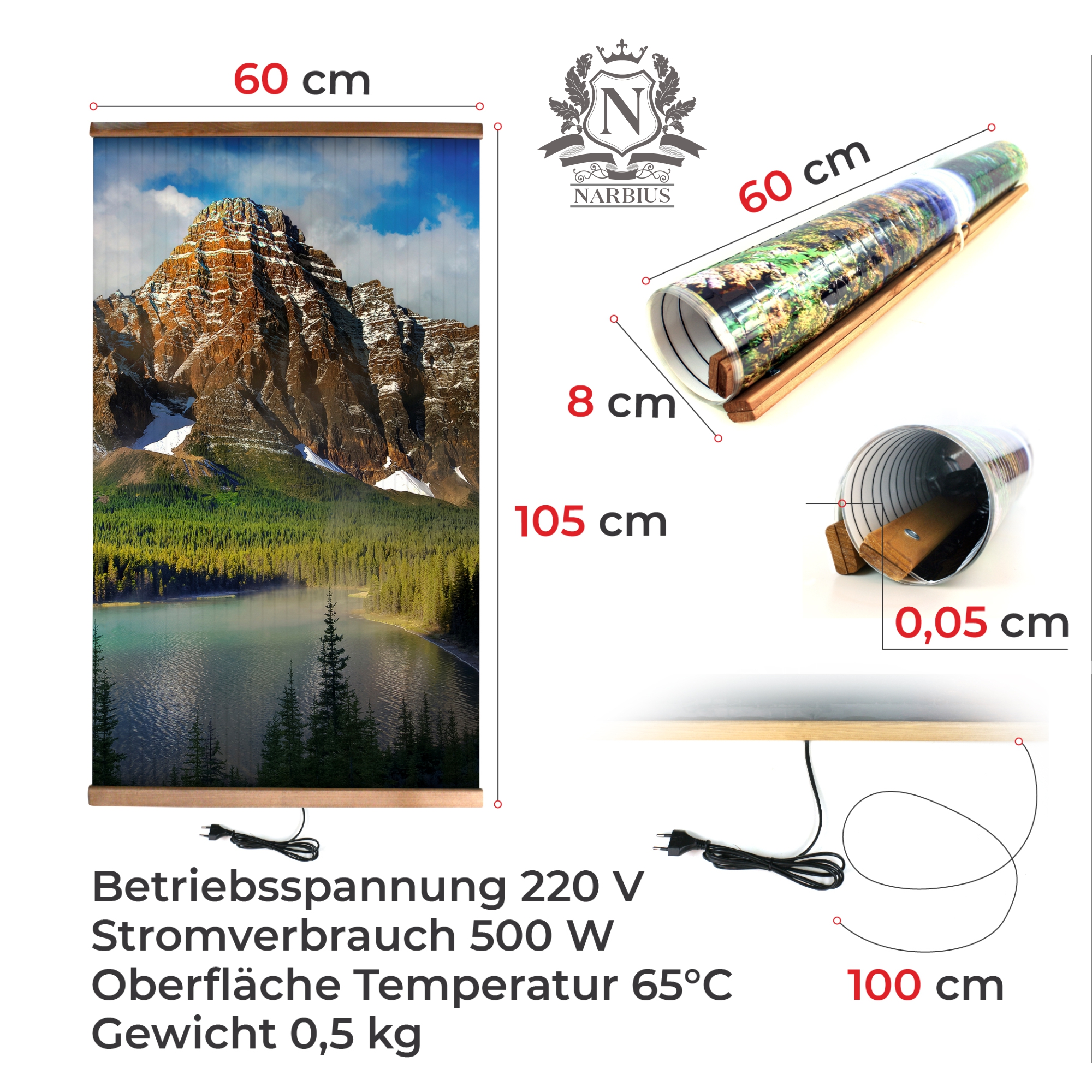 Infrarotheizung 500 Watt Bildheizung Heizbild Serie Home Kamin Infrarot Wandheizung Heizer Bild Die Berge